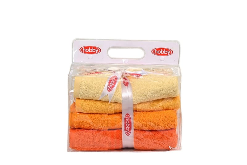 Hobby Håndkle 50x90 cm 4-pk - Gul/Oransje - Tekstiler - Tekstiler baderom - Håndklær