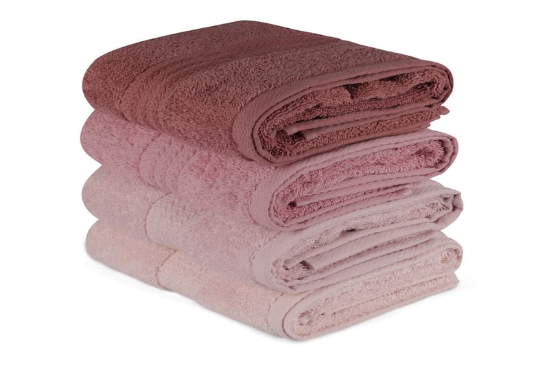Hobby Håndkle 50x90 cm 4-pk - Lyserosa/Krem - Tekstiler - Tekstiler baderom - Håndklær