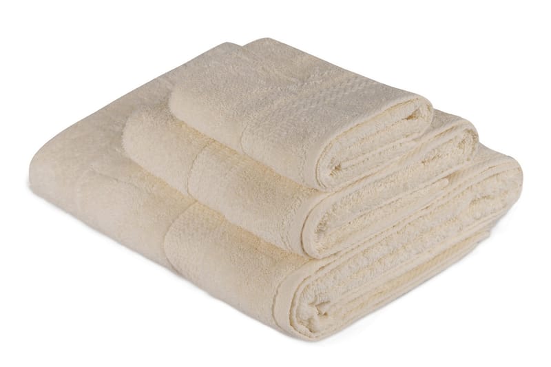 Hobby Håndkle Set om 3 - Creme - Tekstiler - Tekstiler baderom - Håndklær