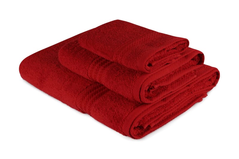 Hobby Håndkle Sett med 3 - Rød - Tekstiler - Tekstiler baderom - Håndklær
