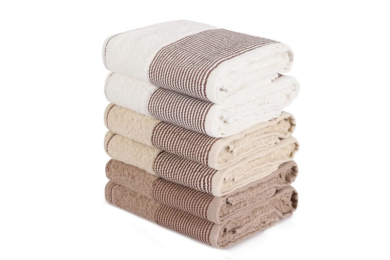 Lympne Håndkle 6-pk - Brun/Grå/Hvit - Tekstiler - Tekstiler baderom - Håndklær
