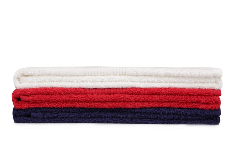 Tarilonte Håndkle 3-pk - Rød/Hvit/Mørkeblå - Tekstiler - Tekstiler baderom - Håndklær