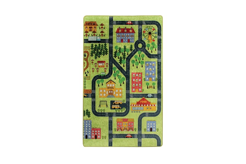 Barn Matte Small Town - Green (100 x 160) - Tekstiler - Barnetekstiler - Barnetepper