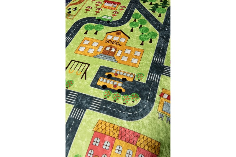 Barn Matte Small Town - Green (140 x 190) - Tekstiler - Barnetekstiler - Barnetepper