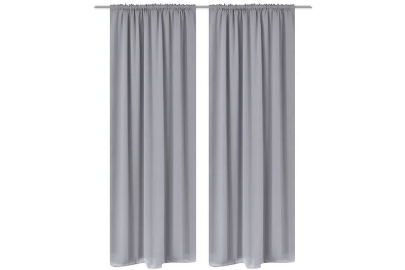 2 stk grå gardiner 135 x 245 cm - Grå - Tekstiler - Gardiner - Gardinlengder - Kanallengde