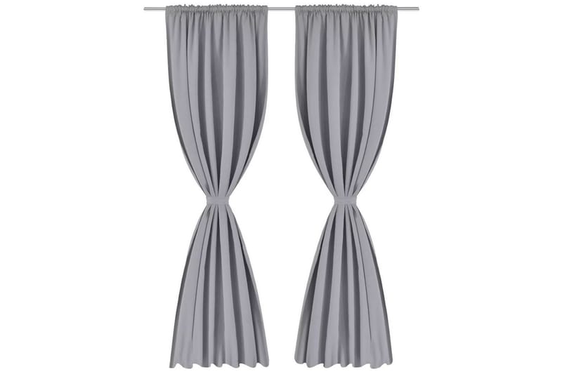2 stk grå gardiner 135 x 245 cm - Grå - Tekstiler - Gardiner - Mørkleggingsgardin