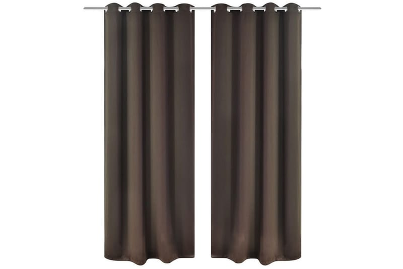 Energisparende gardiner m. metallringer 2 stk brun 135x245cm - Brun - Tekstiler - Gardiner - Gardinlengder - Hanklengde