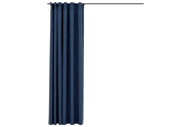 Lystett gardin med kroker og lin-design blå 290x245 cm - Blå - Tekstiler - Gardiner - Mørkleggingsgardin