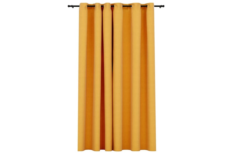 Lystett gardin med maljer og lin-design gul 290x245 cm - Gul - Tekstiler - Gardiner - Mørkleggingsgardin