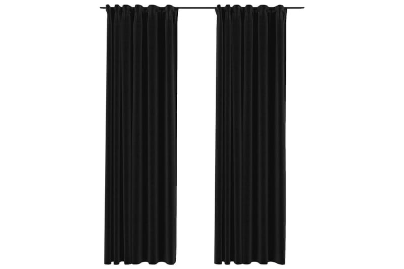 Lystette gardiner kroker lin-design 2stk antrasitt 140x225cm - Antrasittgrå - Tekstiler - Gardiner - Mørkleggingsgardin