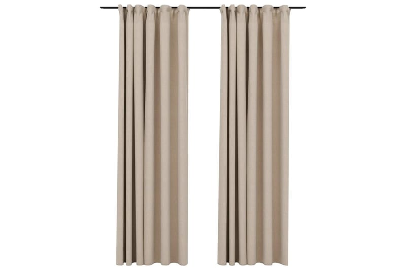Lystette gardiner kroker og lin-design 2 stk beige 140x225cm - Beige - Tekstiler - Gardiner - Mørkleggingsgardin