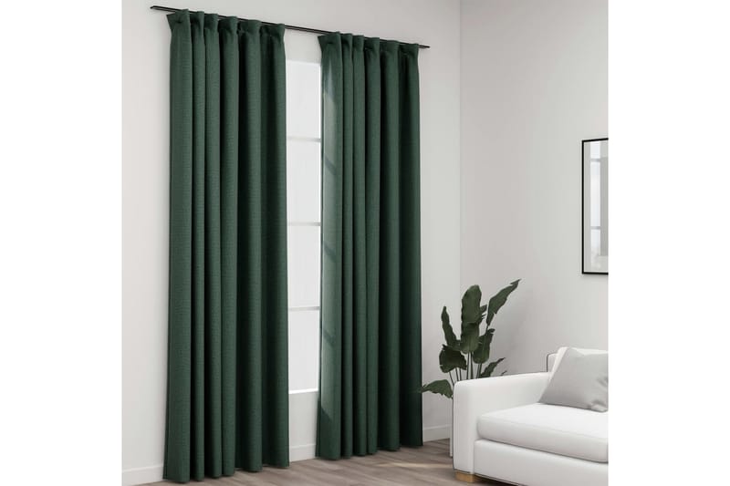 Lystette gardiner kroker og lin-design 2 stk grønn 140x225cm - grønn - Tekstiler - Gardiner - Mørkleggingsgardin