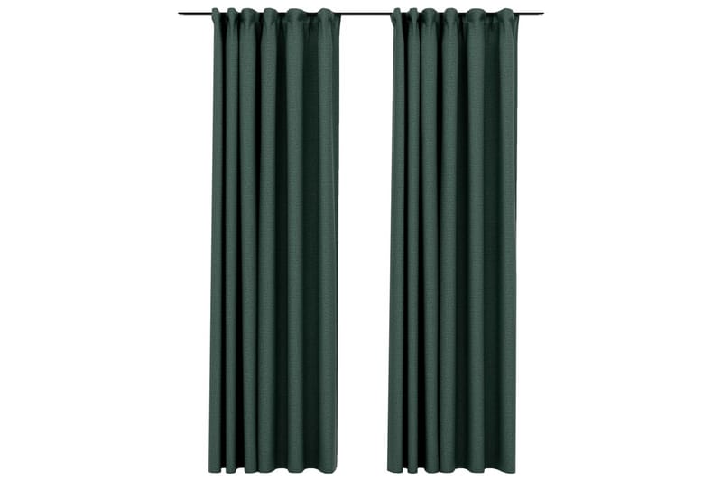 Lystette gardiner kroker og lin-design 2 stk grønn 140x245cm - grønn - Tekstiler - Gardiner - Mørkleggingsgardin