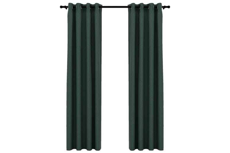Lystette gardiner maljer og lin-design 2 stk grønn 140x245cm - grønn - Tekstiler - Gardiner - Mørkleggingsgardin