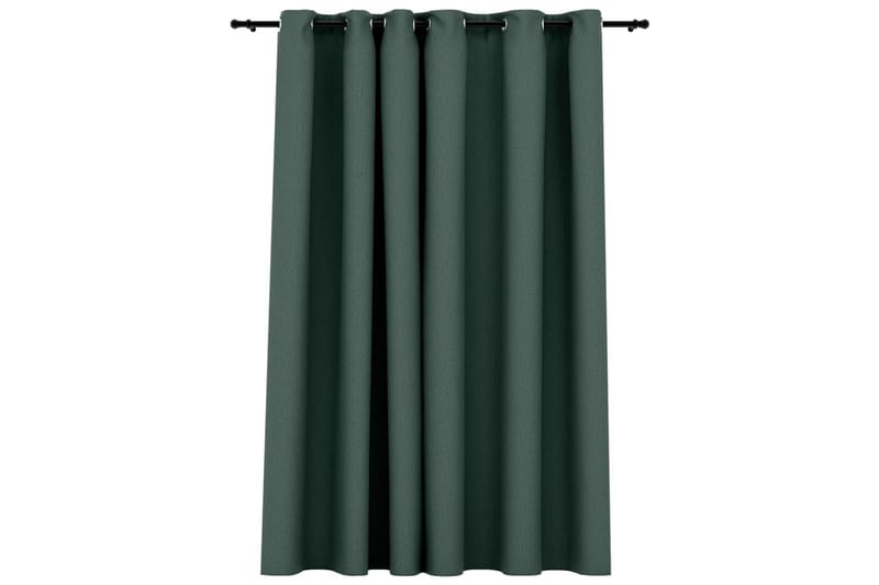 Lystette gardiner maljer og lin-design grønn 290x245 cm - grønn - Tekstiler - Gardiner - Mørkleggingsgardin