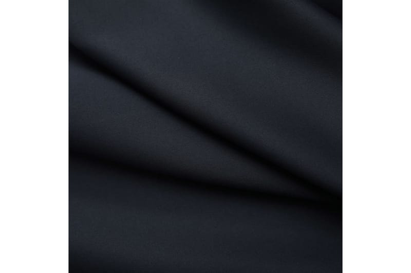 Lystette gardiner med kroker 2 stk svart 140x245 cm - Tekstiler - Gardiner - Mørkleggingsgardin