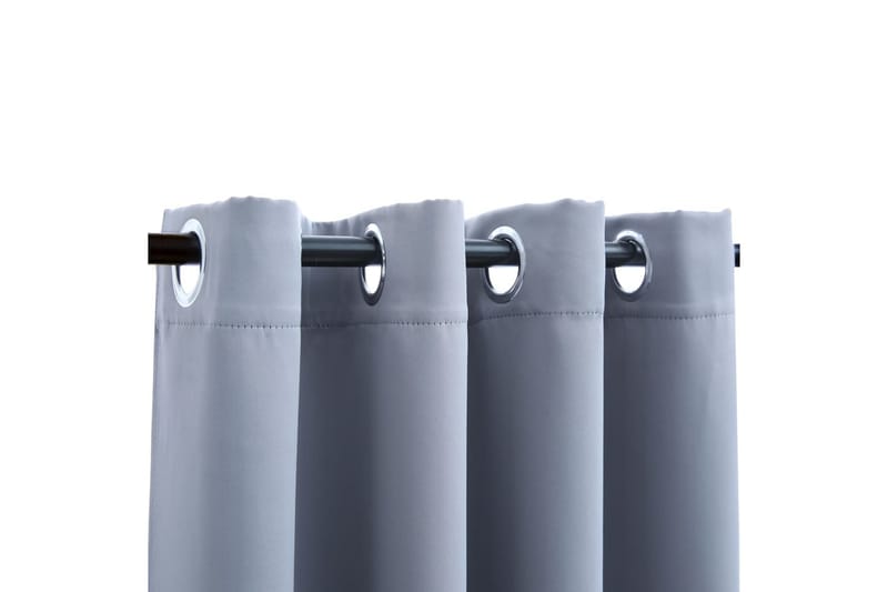 Lystette gardiner med metallringer 2 stk grå 140x245 cm - Tekstiler - Gardiner - Mørkleggingsgardin