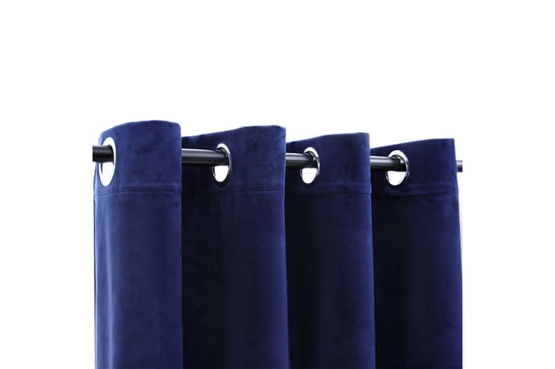 Lystette gardiner med ringer 2 stk fløyel mørkeblå 140x225cm - Tekstiler - Gardiner - Mørkleggingsgardin