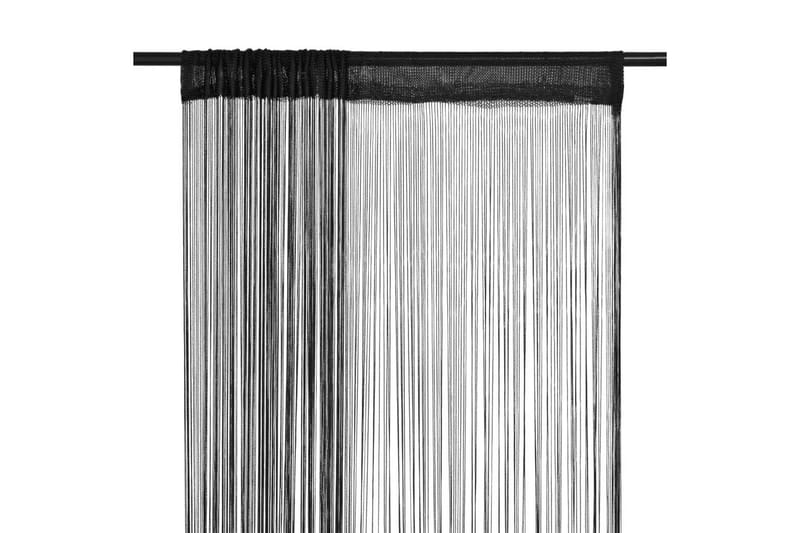 Trådgardiner 2 stk 100x250 cm svart - Svart - Tekstiler - Pute & pledd - Pynteputer