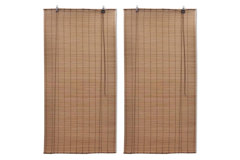 Rullegardiner 2 stk bambus brun 150 x 220 cm - Tekstiler - Gardiner - Rullegardin