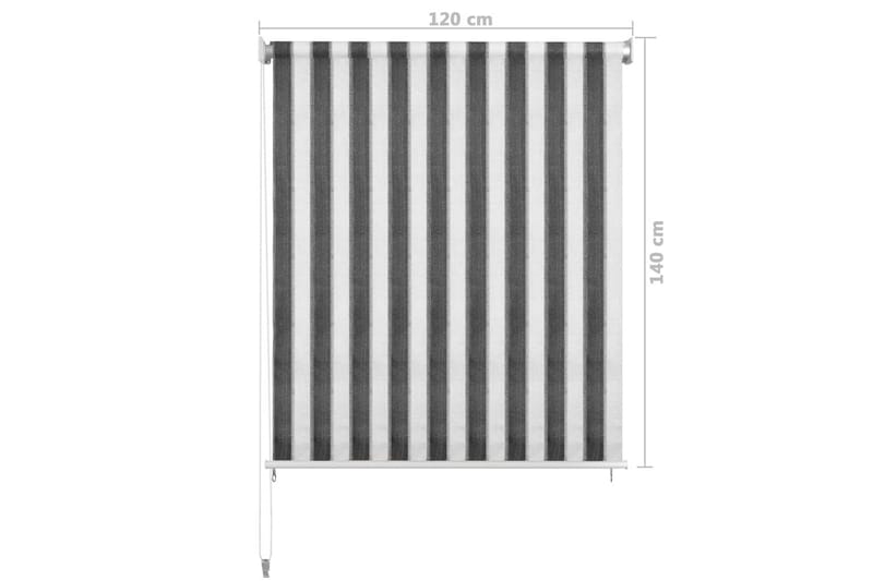 Utendørs rullegardin 120x140 cm antrasitt og hvit stripe - Antrasittgrå - Tekstiler - Gardiner - Rullegardin