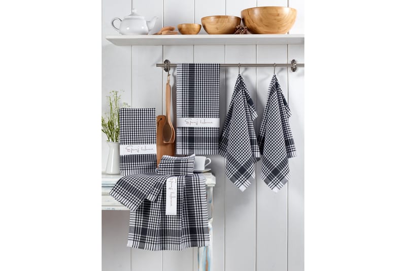Lympne Vaskeklut 10-pk - Svart/Hvit - Tekstiler - Kjøkkentekstiler - Kjøkkenhåndkle