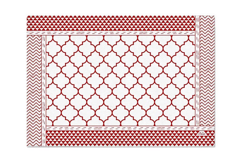 Tallerkensett 6-pk - Rød/Hvit - Tekstiler - Kjøkkentekstiler