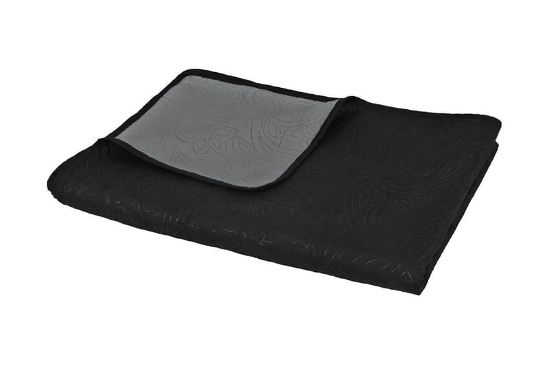Dobbeltsidig vattert sengeteppe 170x210 cm grå og svart - Grå/Svart - Tekstiler - Sengetøy - Sengeteppe