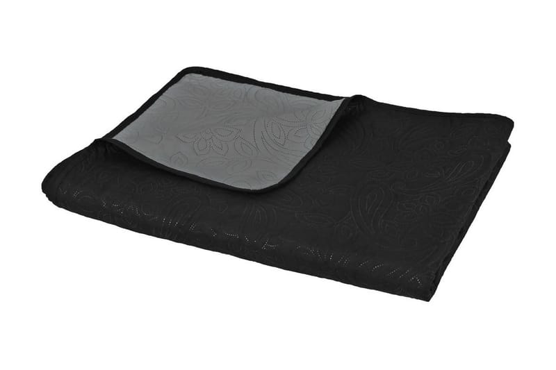 dobbeltsidig vattert sengeteppe 220x240 cm grå og svart