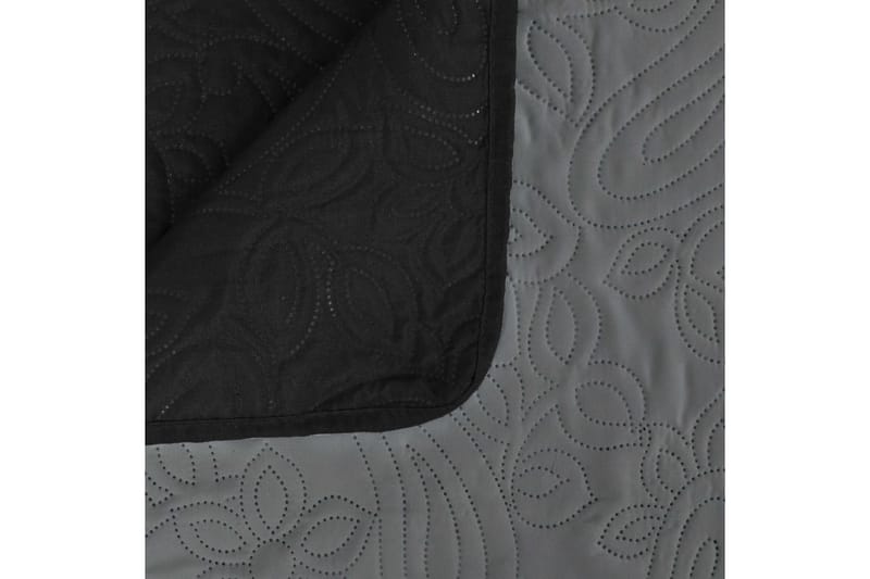 dobbeltsidig vattert sengeteppe 220x240 cm grå og svart - Grå/Svart - Tekstiler - Sengetøy - Sengeteppe - Sengeteppe dobbeltseng