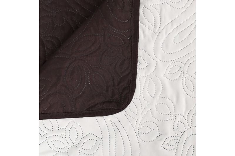Dobbeltsidig vattert sengeteppe 230x260 cm kremhvit og brun - Grå/Svart - Tekstiler - Sengetøy - Sengeteppe - Sengeteppe dobbeltseng