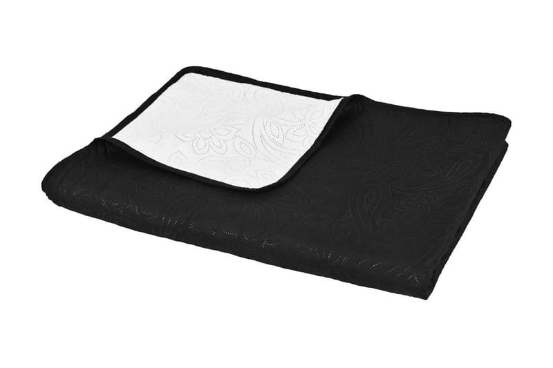 Dobbeltsidig vattert sengeteppe 230x260 cm svart og hvit