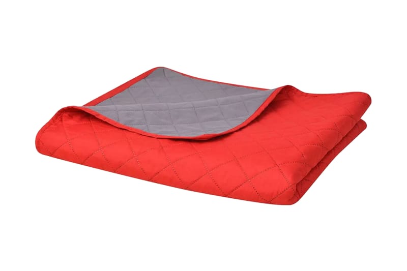 Dobbeltsidig vattert sengeteppe rød og grå 230x260 cm