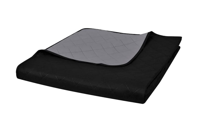 Tosidig vattert sengeteppe svart/grå 220 x 240 cm - Svart/Grå - Tekstiler - Sengetøy - Sengeteppe