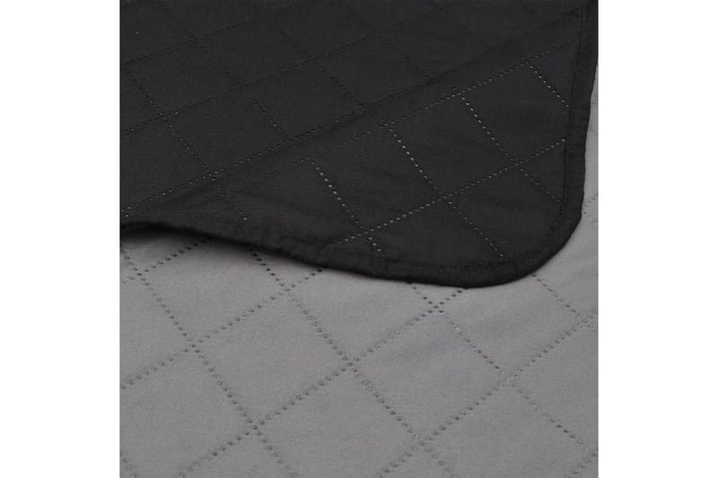 Tosidig vattert sengeteppe svart/grå 230 x 260 cm - Svart/Grå - Tekstiler - Sengetøy - Sengeteppe - Sengeteppe dobbeltseng