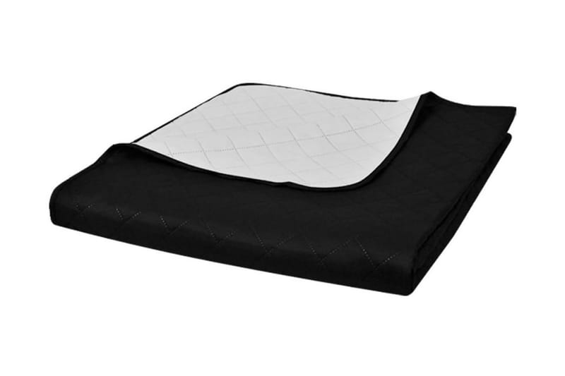 Tosidig vattert sengeteppe svart/hvit 170 x 210 cm - Svart/Hvit - Tekstiler - Sengetøy - Sengeteppe - Sengeteppe dobbeltseng