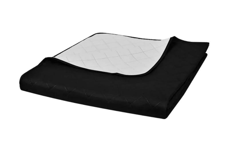 Tosidig vattert sengeteppe svart/hvit 230 x 260 cm