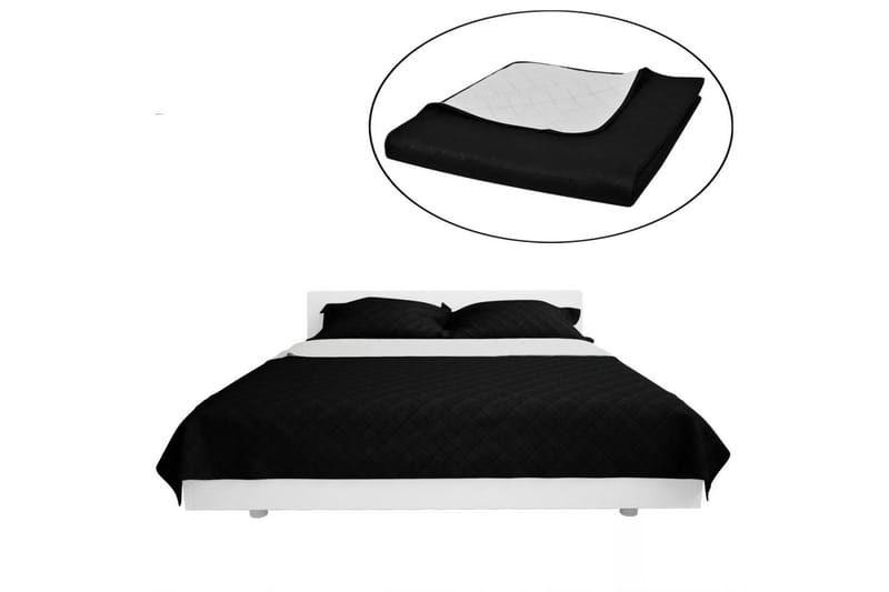 Tosidig vattert sengeteppe svart/hvit 230 x 260 cm - Svart/Hvit - Tekstiler - Sengetøy - Sengeteppe - Sengeteppe dobbeltseng