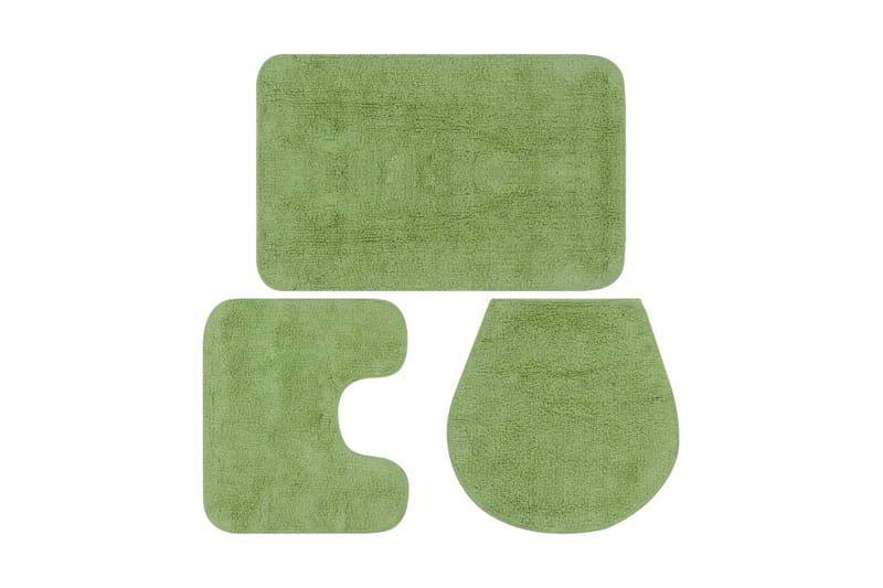 Baderomsmattesett 3 stk stoff grønn - Tekstiler - Tepper & Matter - Baderomsmatte