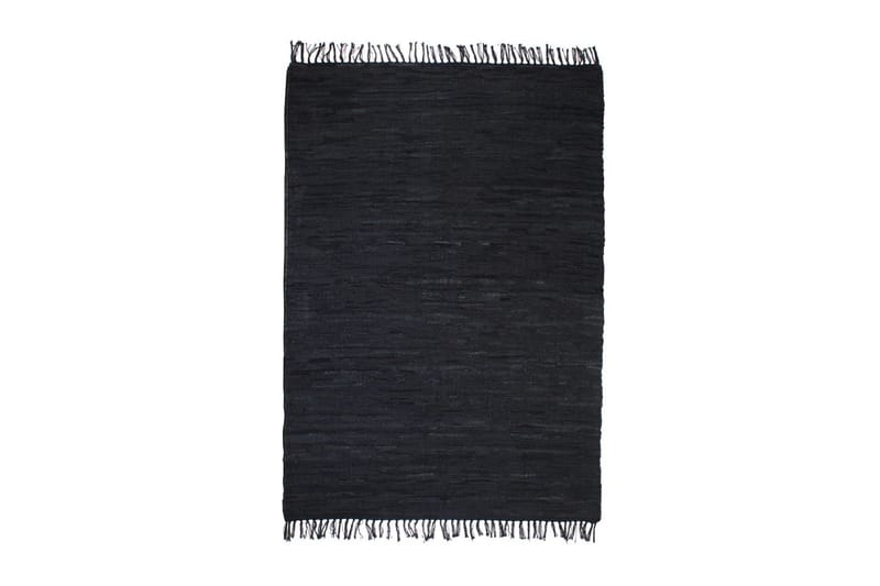 Håndvevet Chindi teppe lӕr 190x280 cm svart - Svart - Tekstiler - Tepper & Matter - Store tepper