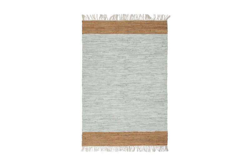 Håndvevet Chindi teppe lӕr 80x160 cm lysegrå og lysebrun - Tekstiler - Tepper & Matter - Moderne matte - Bomullsmatter