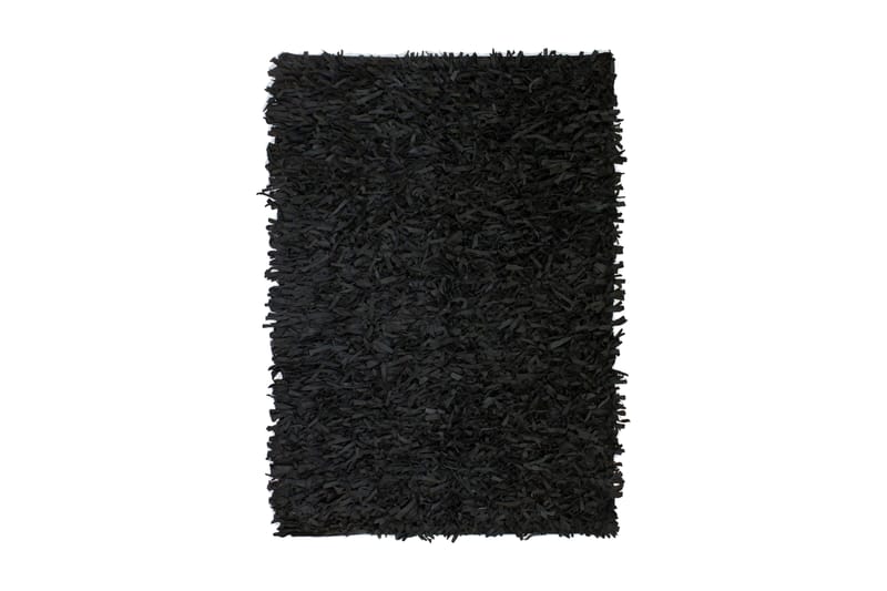 Shaggy teppe ekte lӕr 120x170 cm svart - Svart - Tekstiler - Tepper & Matter - Moderne matte - Ryeteppe