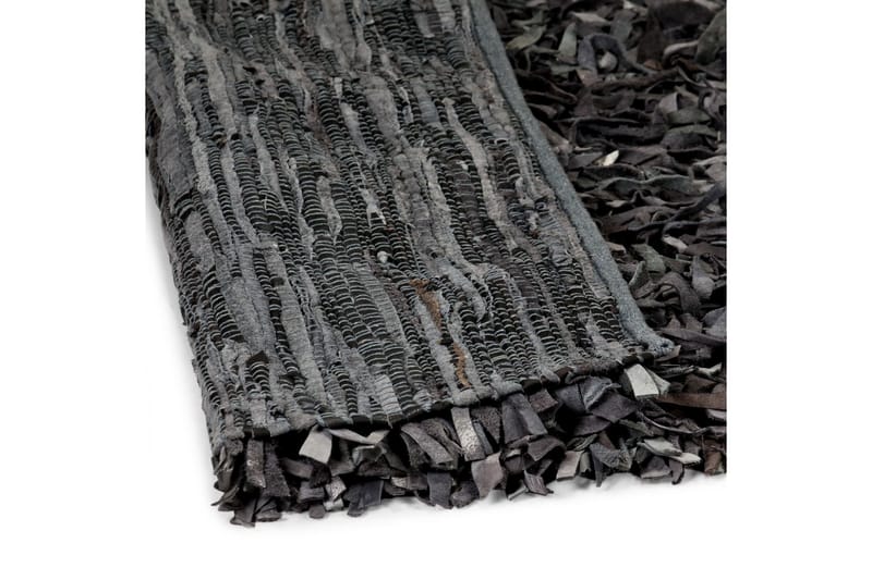 Shaggy teppe ekte lӕr 80x160 cm grå - Grå - Tekstiler - Tepper & Matter - Moderne tepper - Ryeteppe