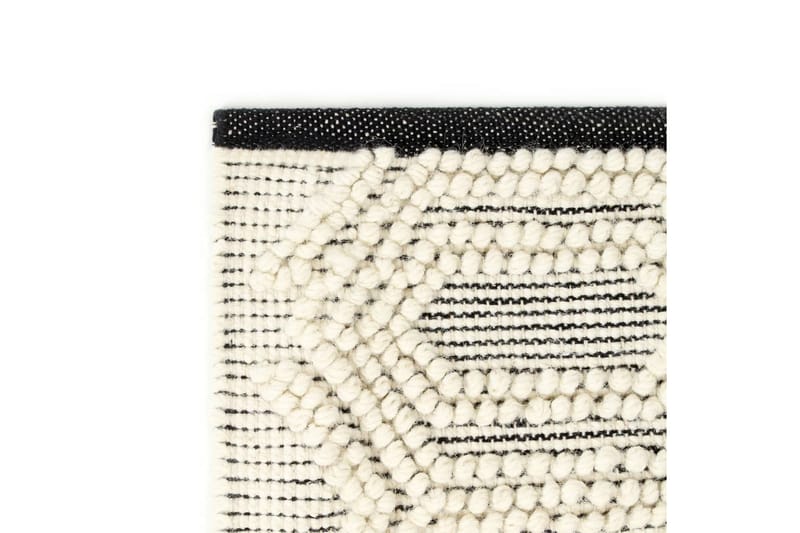 Håndvevd teppe ull 120x170 cm hvit/svart - Hvit - Tekstiler - Tepper & Matter - Moderne matte - Ullteppe
