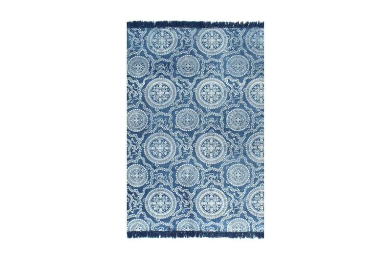 Gulvsteppe kilim-vevet bomull med mønster 120x180 cm blå - Tekstiler - Tepper & Matter - Orientalske tepper