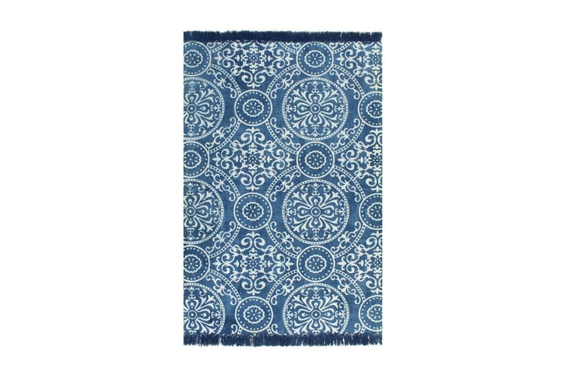 Gulvsteppe kilim-vevet bomull med mønster 120x180 cm blå - Tekstiler - Tepper & Matter - Moderne matte - Sisaltepper