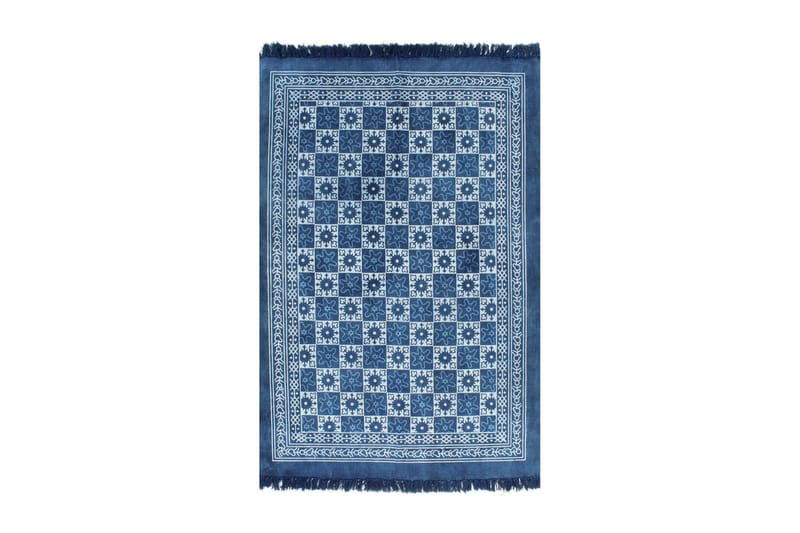 Gulvsteppe kilim-vevet bomull med mønster 160x230 cm blå - Tekstiler - Tepper & Matter - Orientalske tepper