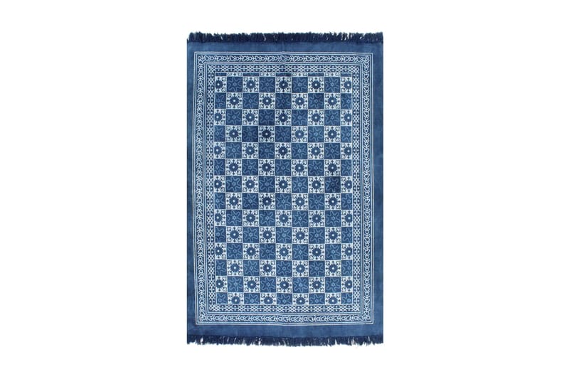 Gulvteppe kilimvevet bomull med mønster 120x180 cm blå - Tekstiler - Tepper & Matter - Orientalske tepper - Kelimtepper
