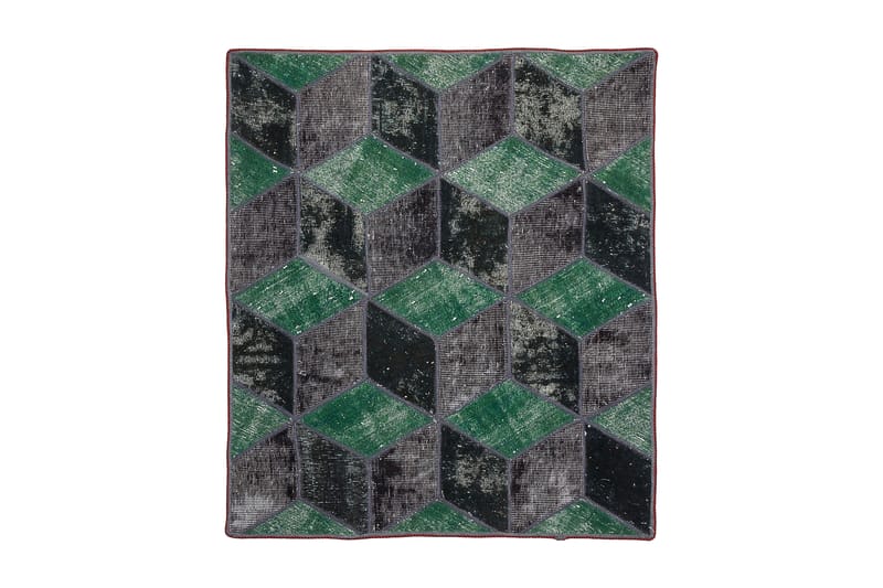 Håndknyttet Lappeteppe Ull/Garn Flerfarget 110x124 cm - Tekstiler - Tepper & Matter - Orientalske tepper - Patchwork tepper