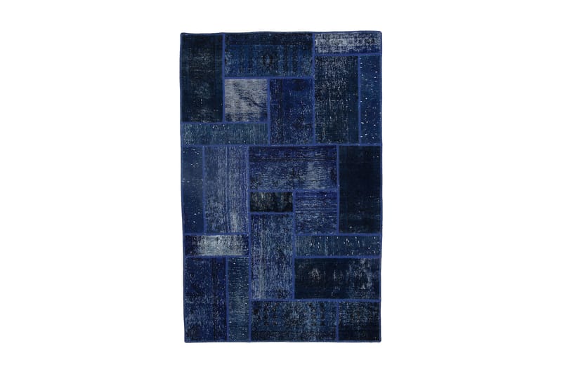 Håndknyttet Lappeteppe Ull/Garn Mørkeblå/Blå 138x214 cm - Tekstiler - Tepper & Matter - Orientalske tepper - Lappetepper